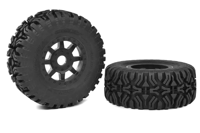 Corally 1-8 SC Tires - Mudclaws - Glued on Black SC Rims - 1 Pair