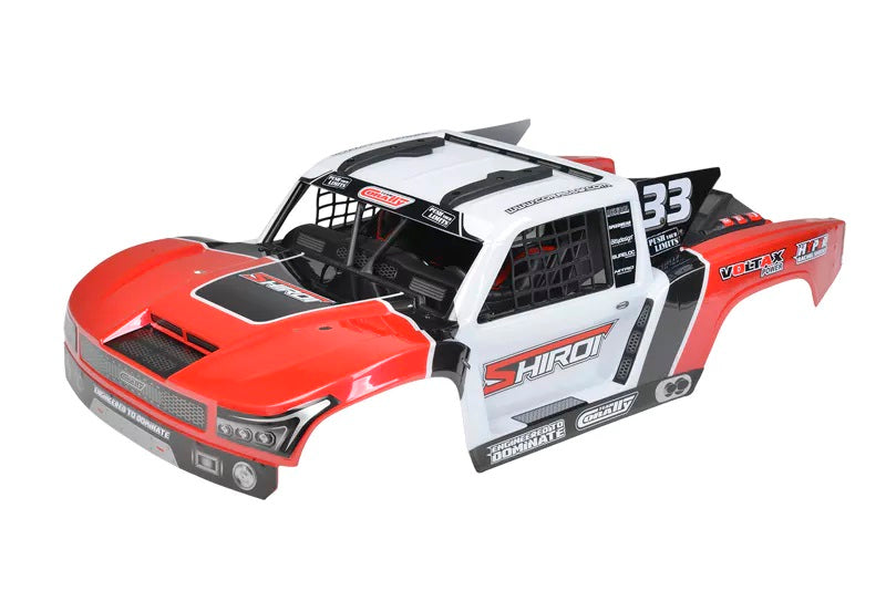 Corally Polycarbonate Body Shiroi+ Driver Interior + Roll Cage + Body Accessories - Decals - Red - Cut - 1pc