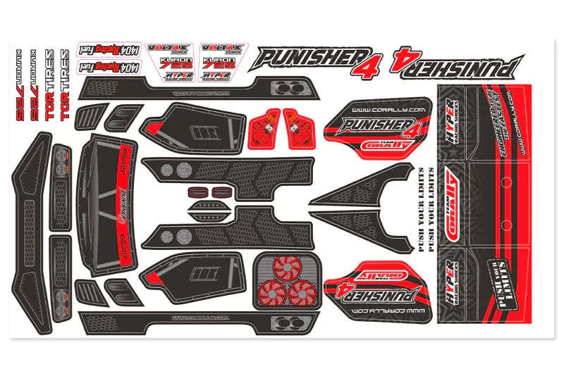 Corally Body Decal Sheet - Punisher 4 - Pre-Cut - Color Red - 1pc