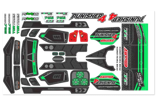 Body Decal Sheet - Punisher 4 - Pre-Cut - Color Green - 1pc