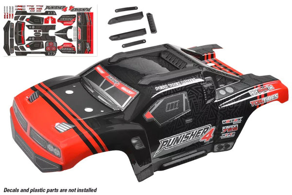 Corally Polycarbonate Body - Punisher 4 - Painted - Cut - Decals - Color Red - 1pc