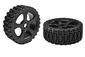 Corally Off-Road 1/8 Buggy Tires - Xprit - Glued on Black Rims - 1 pair