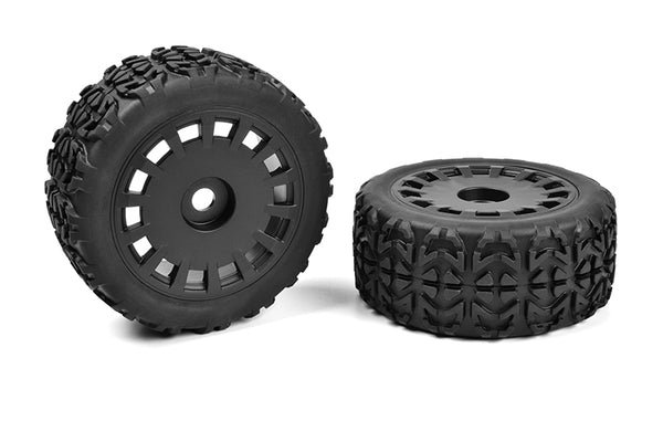 Corally Off-Road 1/8 Truggy Tires - Tracer - Glued on Black Rims - 1 pair