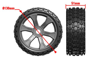 Corally Asuga XLR Off-Road Low Profile Tires Glued on Black 1 pair
