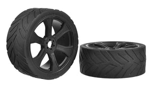 Corally Sprint RXA, Asuga XLR Street Tires, Low Profile, Glued on Black Rims, 1 pair
