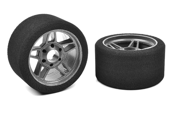 Corally Attack Foam Tires, for 1/8 Circuit, 32 Shore, Front, Carbon Rims, 69mm