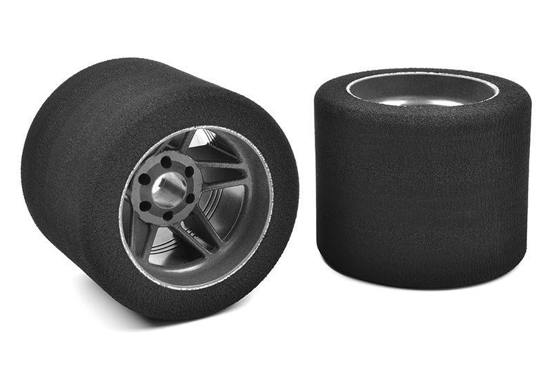 Corally Attack Foam Tires 1/8 Track 37 Shore Rear 76mm Carbon Rims 2 pcs