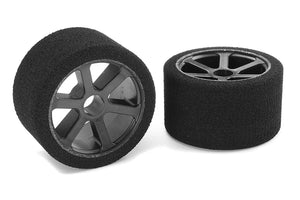 Corally Attack Foam Tires, for 1/12 Circuit, 30 Shore Pink, Front, Carbon Rims