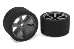 Corally Attack Foam Tires, for 1/12 Circuit, 32 Shore Magenta, Front, Carbon Rims