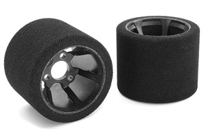 Corally Attack Foam Tires, for 1/12 Circuit, 35 Shore Double Pink, Rear, Carbon Rims Yokomo