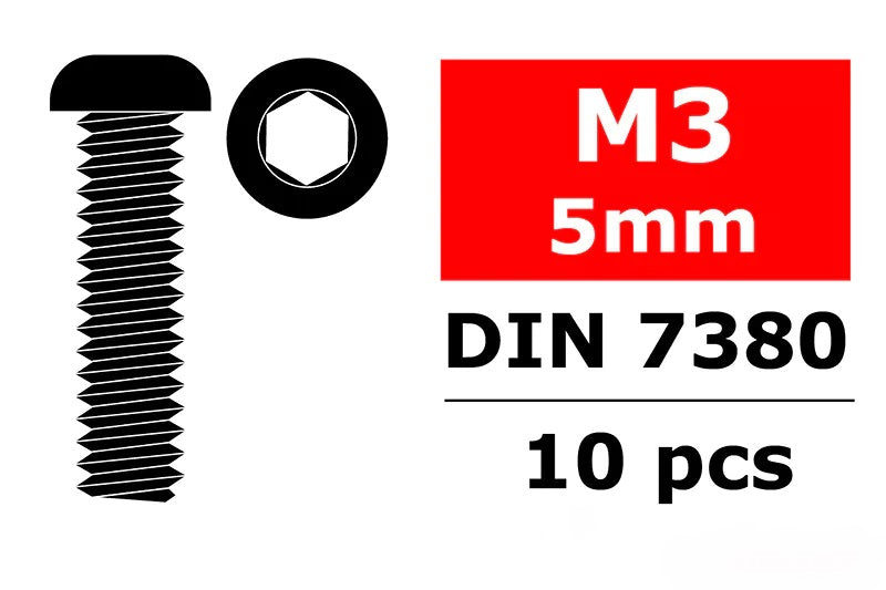 Corally Steel Screws M3 x 5mm - Hex Button Head - 10pcs
