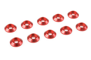 Corally Red Aluminium Washer for M3 Flat Head Screws, OD=8mm, 10 pcs