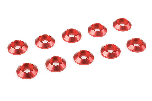 Corally Red Aluminium Washer for M3 Flat Head Screws, OD=8mm, 10 pcs