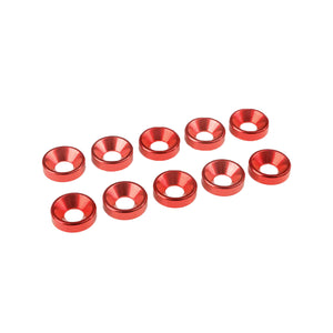 Corally Red Aluminum Washer for M4 Flat Head Screws, OD=10mm, 10 pcs