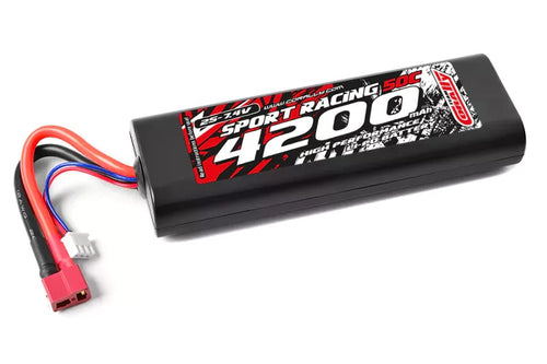 Team corally - 4200mAh 7.4v 2S 50C Hardcase LiPo Battery with Hardwired with T-Plug Connector