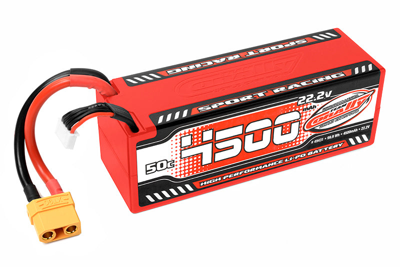Corally 4500mAh 22.2v 6S 50C Hardcase Sport Racing LiPo Battery with Hardwired XT90 Connector