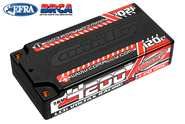 Corally 4200mAh 7.6v 2S 120C Voltax LCG Shorty Hardcase Lipo Battery - 4mm Bullets