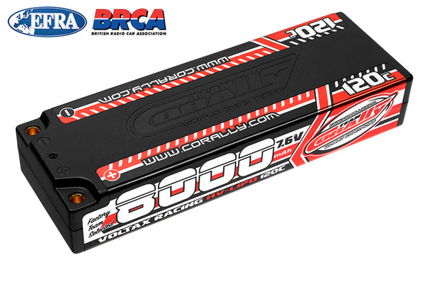 Corally 8000mAh 7.6v 2S 120C Voltax Hardcase Lipo Battery - 4mm Bullets