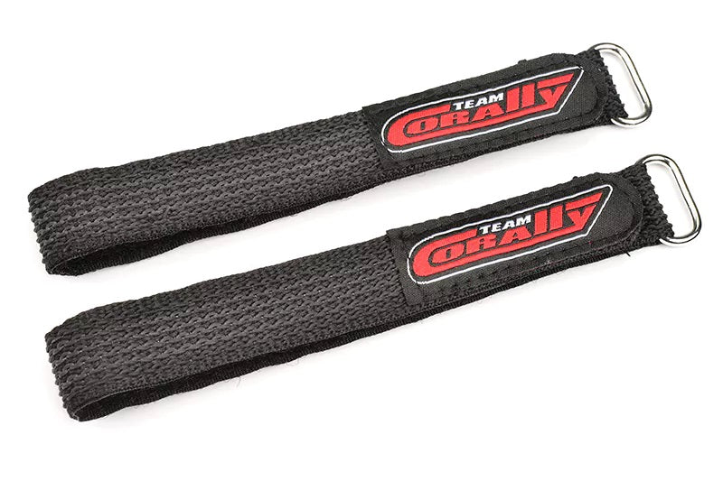 Corally Pro Battery Straps - 300x20mm - Metal Buckle - Silicone Anti-Slip Strings - Black - 2 pcs