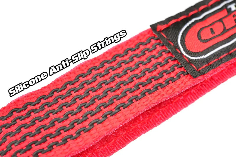 Corally Pro Battery Straps - 300x20mm - Metal Buckle - Silicone Anti-Slip Strings - Red - 2 pcs