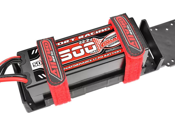 Corally Pro Battery Straps - 300x20mm - Metal Buckle - Silicone Anti-Slip Strings - Red - 2 pcs