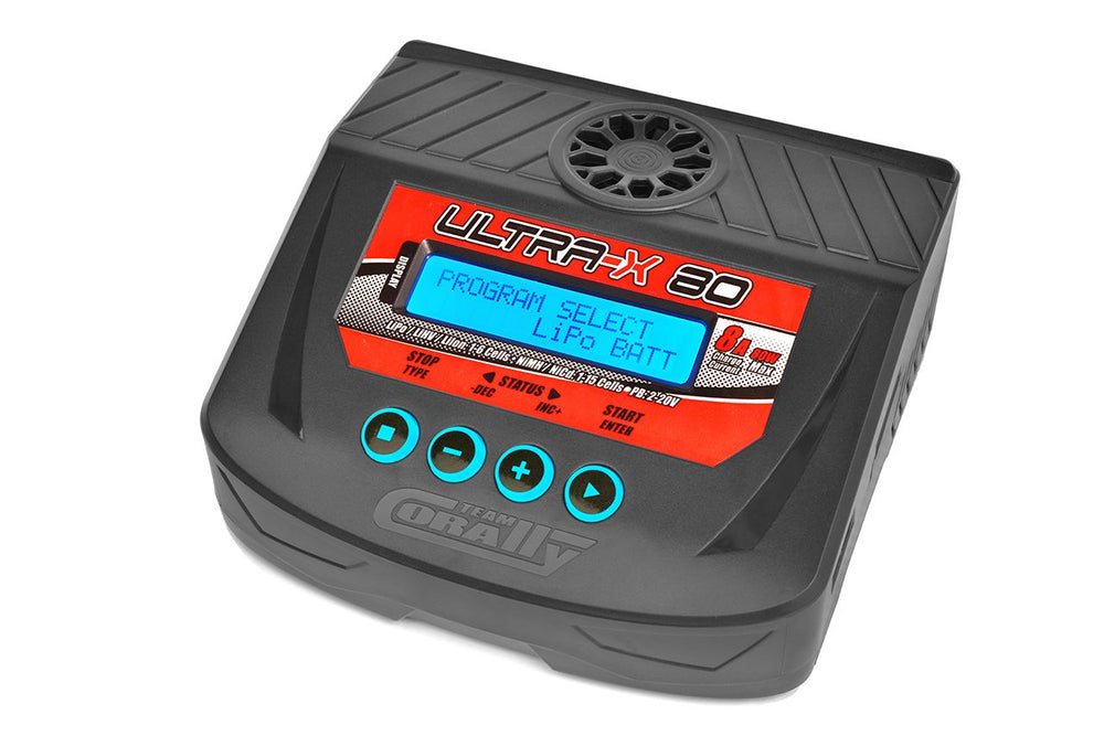 Corally Ultra-X 80 AC/DC Balance Charger, 80W, 1-6S Lixx, 1-15 Nixx, 2-20V PB