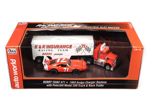 Auto World Bobby Isaac 1969 Dodge Daytona Peterbilt 359 Truck AFX slot car