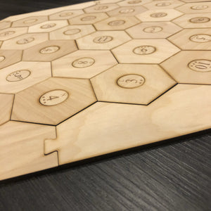 5-6 Player Catan Compatible Board Set with Laser Etched Terrain, Border and Number Pieces