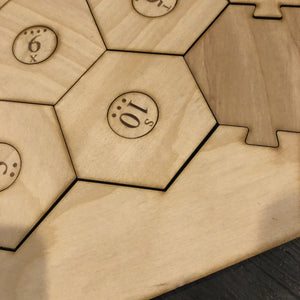 5-6 Player Catan Compatible Board Set with Laser Etched Terrain, Border and Number Pieces
