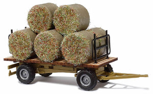 Black Forest® Hobby Supply Co Busch 44930 HO Scale Hay Trailer - Assembled -- With Round Baled Load — HO Scale Vehicles >