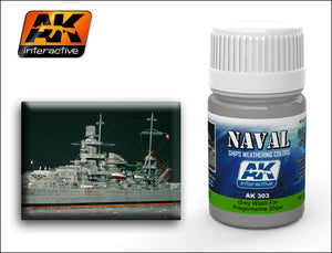 Black Forest® Hobby Supply Co AK Interactive 303 Kriegsmarine Ships Grey Wash Enamel Paint 35ml Bottle — Glues, Paints,