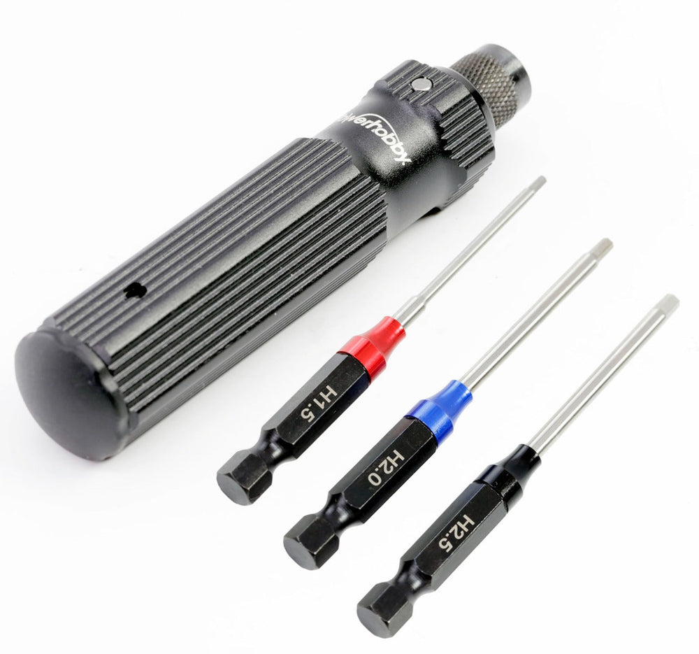 Powerhobby RC Hex Driver 1/4" Tool Set Metric 1.5, 2.0, 2.5mm with Handle