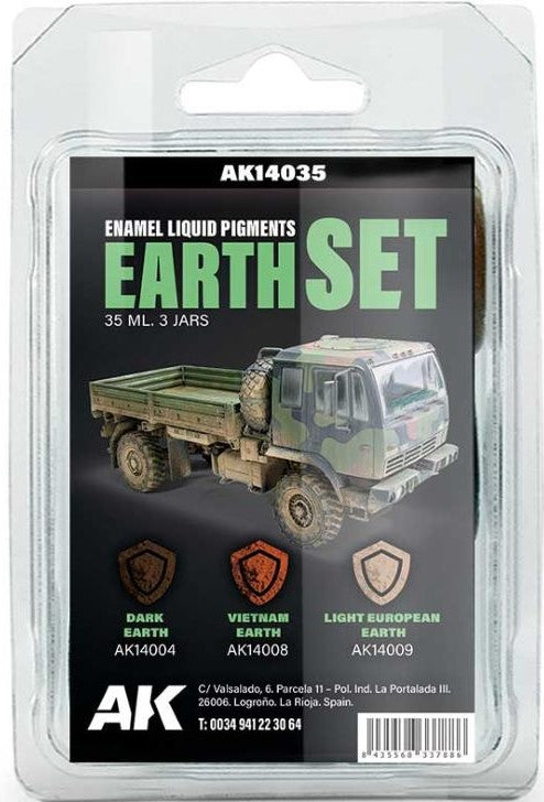 Black Forest® Hobby Supply Co AK Interactive 14035 Earth Liquid Pigment Enamel Set (14004, 14008, 14009) — Paints, Tools,