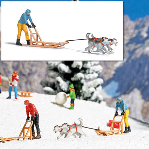 Busch 7817 HO Scale Dogsled Action Set, Blue-Jacket Musher