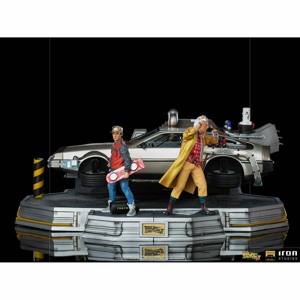 Iron Studios Back to the Future Part II DeLorean (Full Deluxe Version including Marty McFly and Doc Brown) 1:10 Scale Statues - Echo Six Hobbies