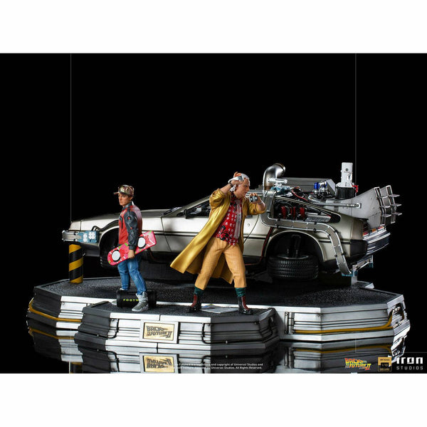 Iron Studios Back to the Future Part II DeLorean (Full Deluxe Version including Marty McFly and Doc Brown) 1:10 Scale Statues - Echo Six Hobbies