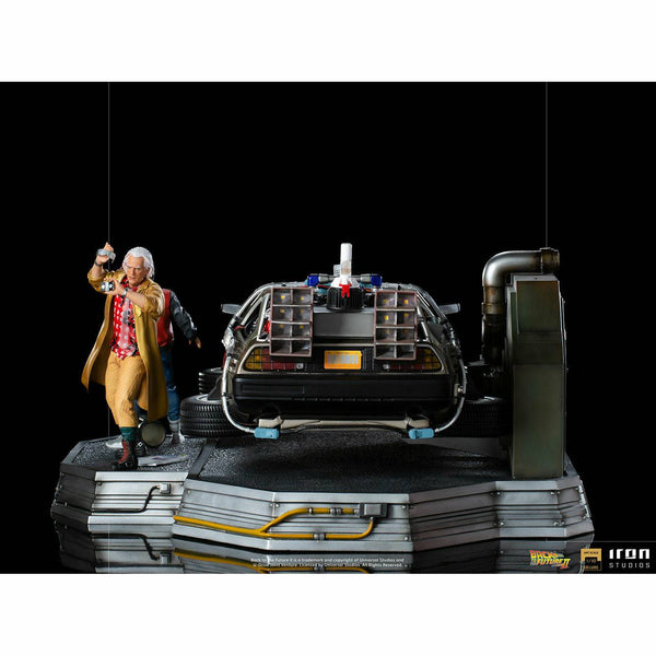 Iron Studios Back to the Future Part II DeLorean (Full Deluxe Version including Marty McFly and Doc Brown) 1:10 Scale Statues - Echo Six Hobbies