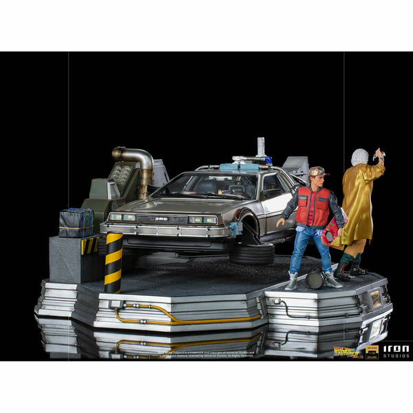 Iron Studios Back to the Future Part II DeLorean (Full Deluxe Version including Marty McFly and Doc Brown) 1:10 Scale Statues - Echo Six Hobbies
