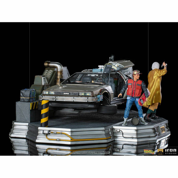 Iron Studios Back to the Future Part II DeLorean (Full Deluxe Version including Marty McFly and Doc Brown) 1:10 Scale Statues - Echo Six Hobbies