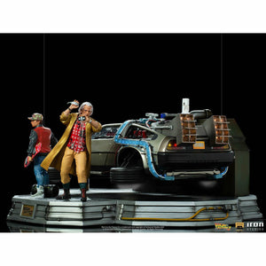 Iron Studios Back to the Future Part II DeLorean (Full Deluxe Version including Marty McFly and Doc Brown) 1:10 Scale Statues - Echo Six Hobbies
