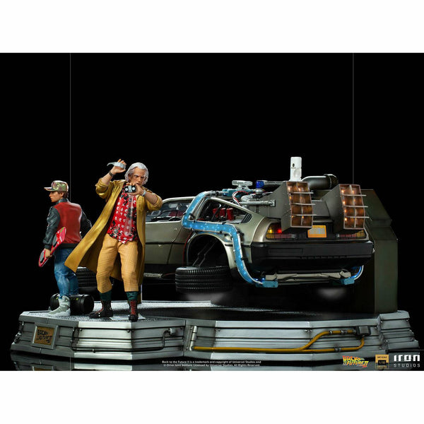 Iron Studios Back to the Future Part II DeLorean (Full Deluxe Version including Marty McFly and Doc Brown) 1:10 Scale Statues - Echo Six Hobbies