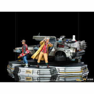 Iron Studios Back to the Future Part II DeLorean (Full Deluxe Version including Marty McFly and Doc Brown) 1:10 Scale Statues - Echo Six Hobbies