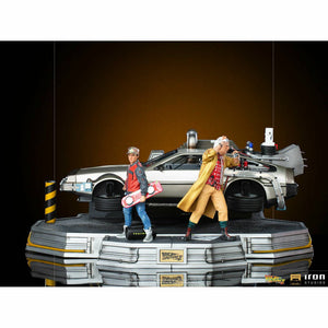 Iron Studios Back to the Future Part II DeLorean (Full Deluxe Version including Marty McFly and Doc Brown) 1:10 Scale Statues - Echo Six Hobbies