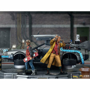 Iron Studios Back to the Future Part II DeLorean (Full Deluxe Version including Marty McFly and Doc Brown) 1:10 Scale Statues - Echo Six Hobbies