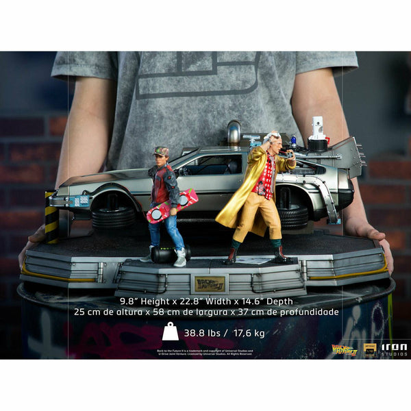 Iron Studios Back to the Future Part II DeLorean (Full Deluxe Version including Marty McFly and Doc Brown) 1:10 Scale Statues - Echo Six Hobbies