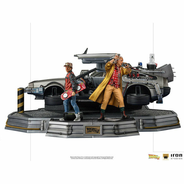 Iron Studios Back to the Future Part II DeLorean (Full Deluxe Version including Marty McFly and Doc Brown) 1:10 Scale Statues - Echo Six Hobbies