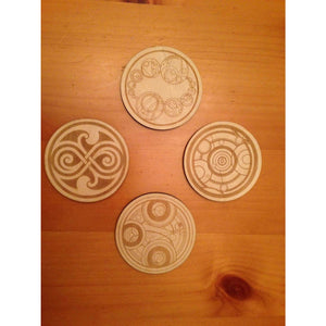 CCHobbyFun Doctor Who Gallifreyan Symbols Wood Drink Coasters Set of 4