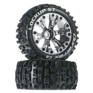 Duratrax Lockup ST Mounted Chrome Tire/Wheel Traxxas Rustler Stamp Jato Monstor