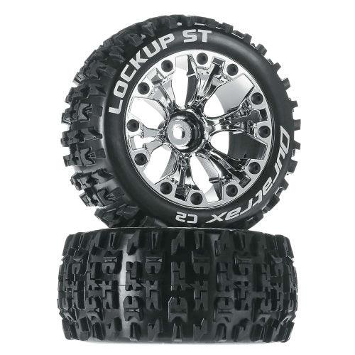 Duratrax Lockup ST Mounted Chrome Tire/Wheel Traxxas Rustler Stamp Jato Monstor