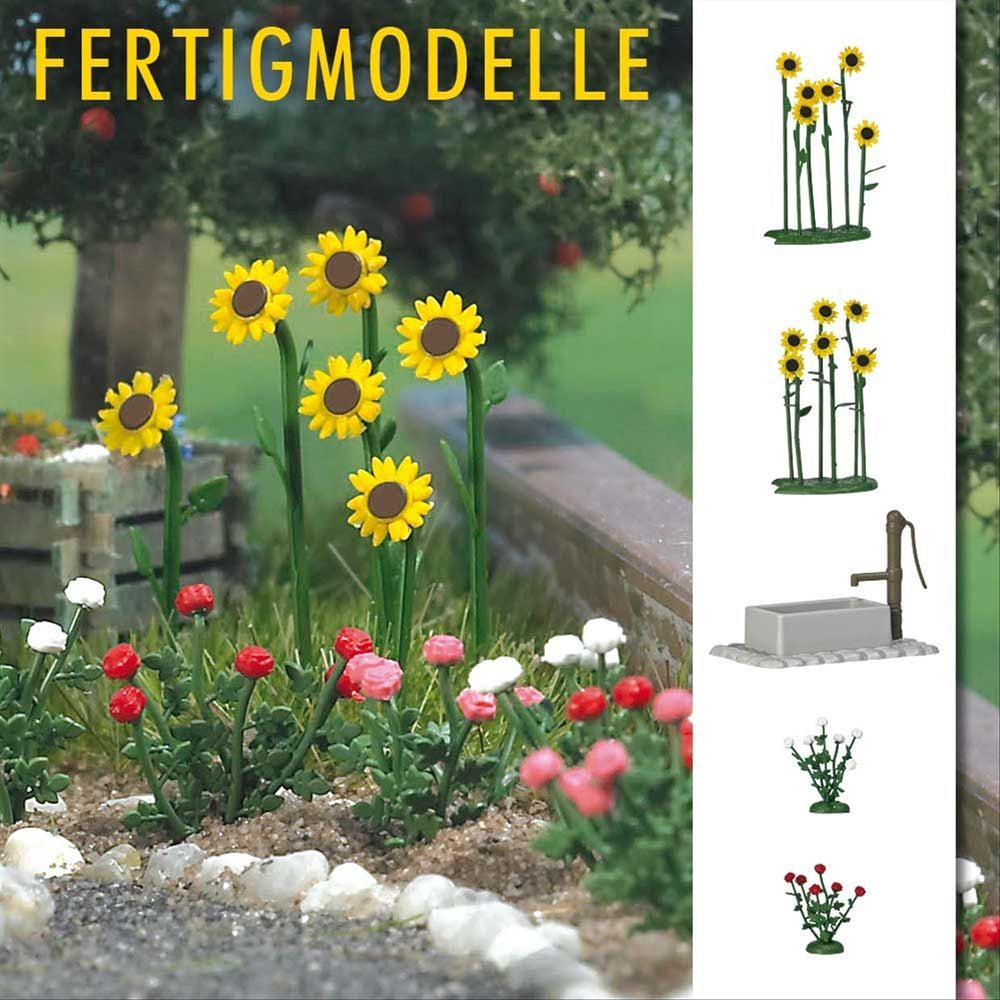 Busch 1232 HO Scale Sunflowers & Roses with Water Pump